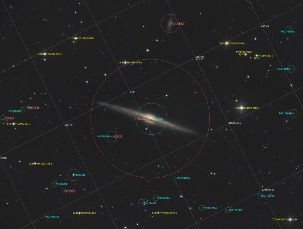 Галактика Голка (NGC4565) з анотацією